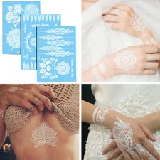 Waterproof Henna White Lace Mandala Flower Temporary Body Hands Tattoo Stickers