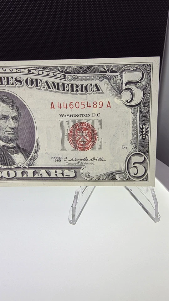 🔥1963 $5 Legal Tender Superb GEM Fr 1536AA Block Red Seal - RARE CRISP🔥 - Image 2 of 4