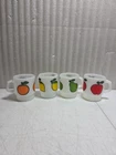 (4) Vintage Anchor Hocking Fire King Milk Glass Set Of Super Fruit Coffee Mugs