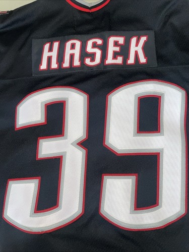 Dominik Hasek Ziegenkopf CCM Trikot Buffalo Sabres Herren Xl Mic Genäht Euc Schwarz Nhl - Bild 2 von 11