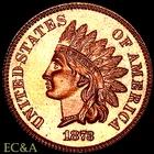 1873 INDIAN HEAD CENT CLOSED 3 RED CAMEO SUPERB GEM PROOF (IH880)