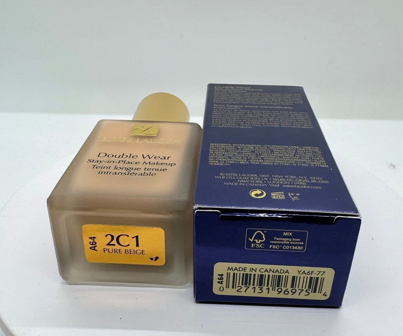 Estee Lauder Double Wear Stay-in-Place foundation 2C1 Pure Beige~1.0oz/30ml NEW