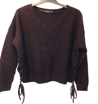 Jean Pascale Damen Pullover ***Schwarz Mit Schnürung ***GR L