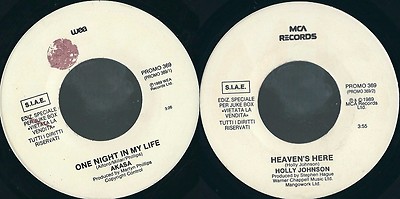 DISCO 45 GIRI      AKASA / HOLLY JOHNSON - ONE NIGHT IN MY LIFE / HEAVEN'S HERE