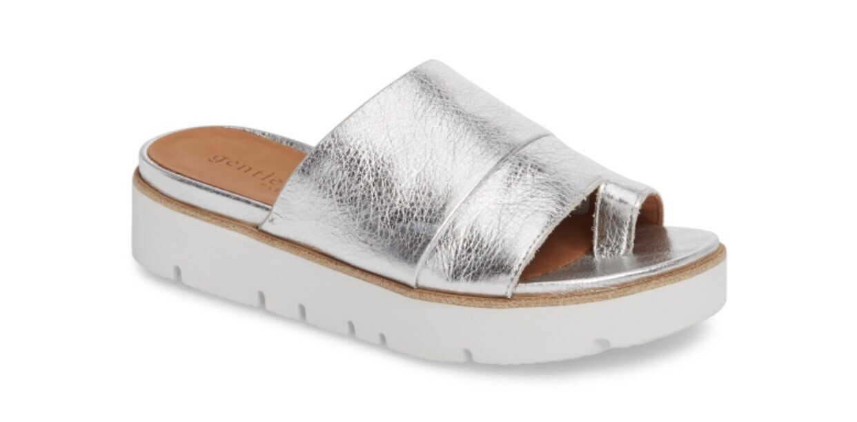 Gentle Souls Lavern Women Shoes Platform Slide Sandals Silver Sz 9 | eBay