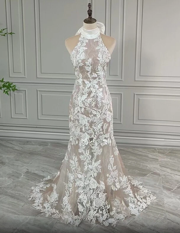 Halter Neck A-Line Beach Dress Wedding Dresses for sale | eBay