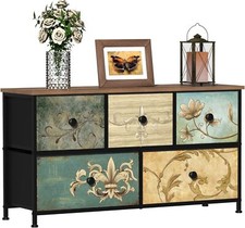 VEDECASA Dresser with 5 Drawers Wide Drawer Dresser for Bedroom TV Stand with to