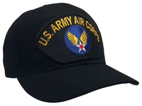 U.S. Army Air Corps Hat Black MESH BACK Ball Cap Air Force / Army  USA MADE!
