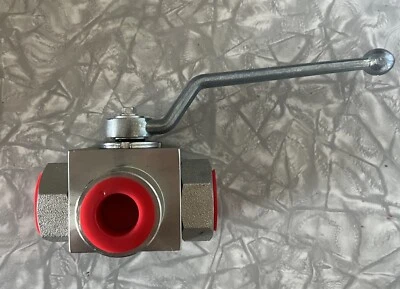 TaiXin 3 Way High Pressure Hydraulic Carbon Steel Ball Valve 3/4" NPT PN400bar - Image 1 of 4