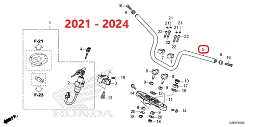 Manubrio standard di ricambio originale Honda MSX125 Grom 2021-2024 parte produttore di apparecchiature originali - Foto 6 di 7