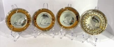 Vintage Fine Porcelain 18 Carat Gold Plated Tea Cup Saucer Set Of 4 London Theme