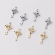 6pcs CZ Pave Cross Charm,Cubic Zirconia Love Heart Cross Pendant,Zircon Charm