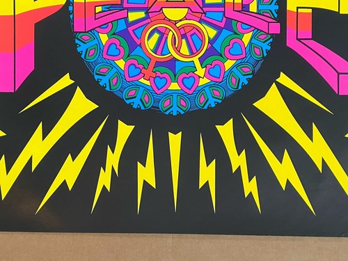 Super Peace Vintage Blacklight Poster Original Psychedelic Abstract Rainbow 1972 - Picture 4 of 8