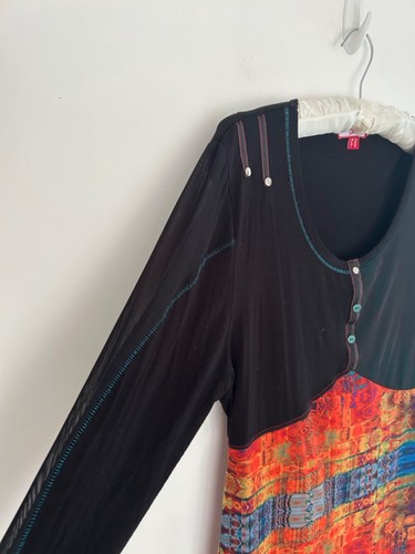 Joe Browns Tunic Top Women's Black Jersey & Patterned Chiffon Dipped Hem UK 16 - Picture 5 of 11