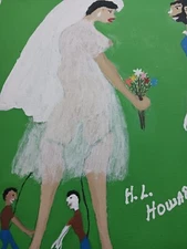 VINTAGE LOOK CUBISM & ABSTRACT PAINTING  12X16 TITLED (STRINGS ATTACHED)-SIGNED