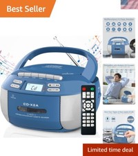 Compact Wireless Bluetooth Boombox with Cassette Player and Remote Functionality