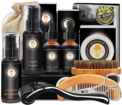 Upgraded Beard Grooming Kit w/Beard Conditioner,Beard Oil,Beard Balm,Beard Brush
