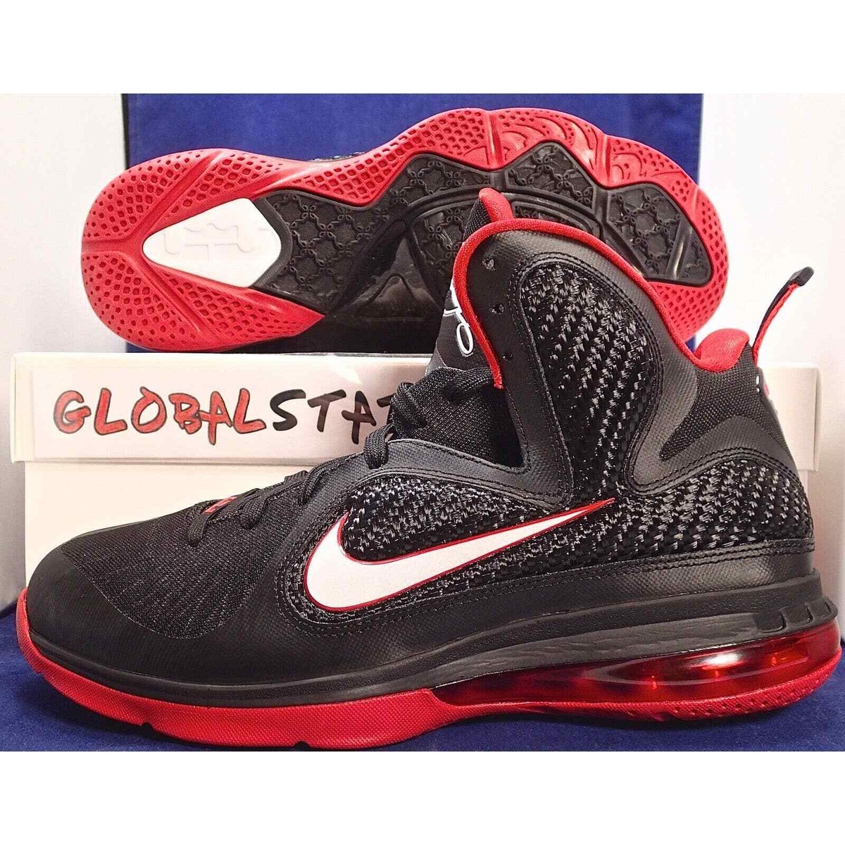 2011 NIKE LEBRON 9 IX AWAY BRED SPORT RED BLACK WHITE SZ 8.5 