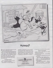 1944 Print Ad Liberty Mutual Funny? Frank Etienne Illustration  WWII Home Front