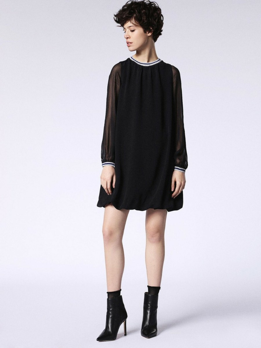 Diesel D Belinda Womens Long Sleeves Short Dress Black XXS