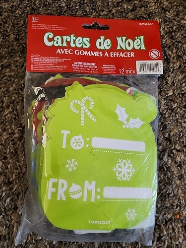 Christmas Santa Holiday Greeting Cards With Erasers 12ct Classroom Gift Friends - Picture 4 of 6