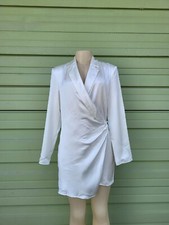 ZARA SATIN EFFECT MINI PENCIL DRESS V-Neck Wrap Long Sleeve M 5154B DEFECT
