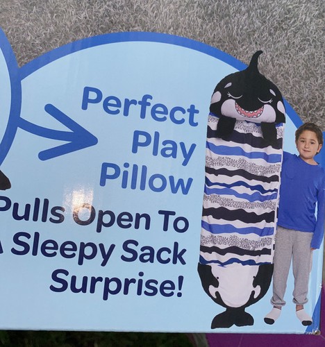 Happy Nappers Ozzy the Shark Play Pillow Sleeping Bag Sack, 20" x 54" - Picture 2 of 3