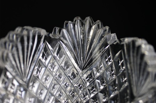 Dorflinger Strawberry Diamond & Fan Brilliant Cut Celery Tray, Antique ABP 12.5" - Picture 5 of 8
