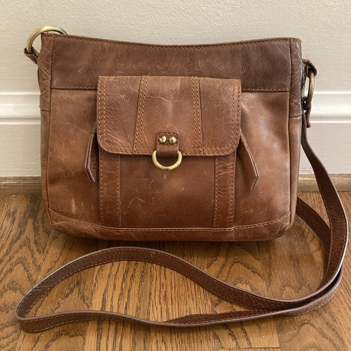 Distressed leather hotsell crossbody bag