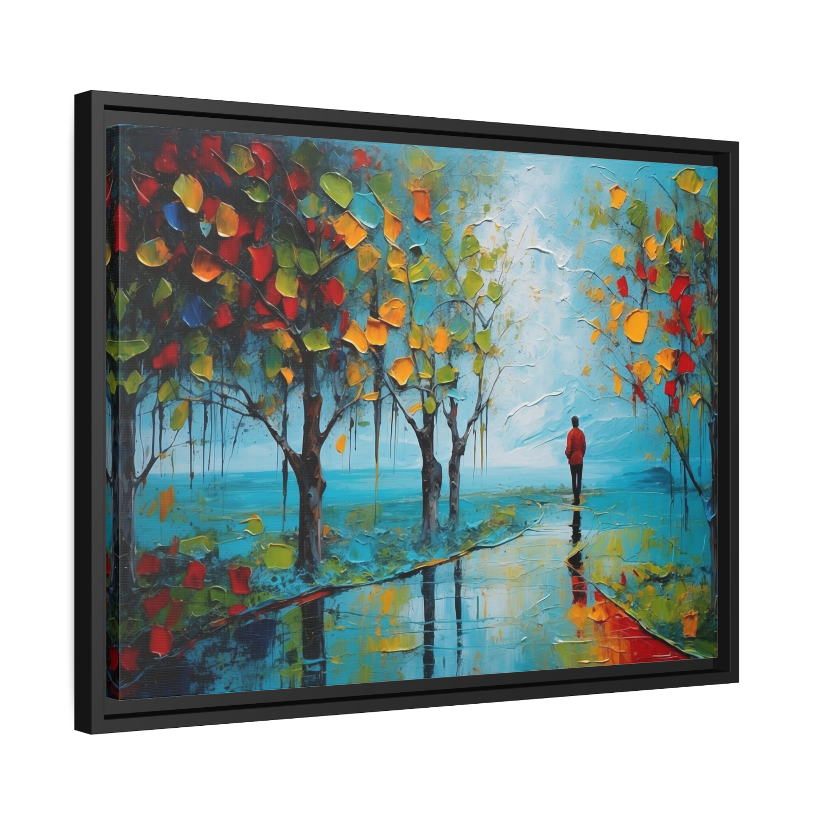 Coastal Nature Acrylic Painting Framed Canvas Wall Art Home Decor