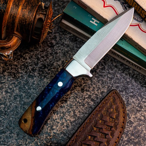 Wild Blades 8.8" Full Tang Hunting Knife Handmade EDC Damascus + Leather Sheath - Picture 7 of 12