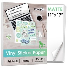 Koala Printable Vinyl Sticker Paper 11x17 30 Sheet Matte Waterproof Inkjet Laser