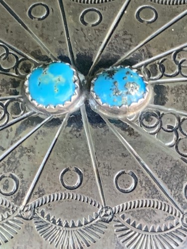 Vintage Navajo Turquoise Gemstone And Sterling Silver Belt Buckle - 30 Grams K16 - Picture 5 of 9