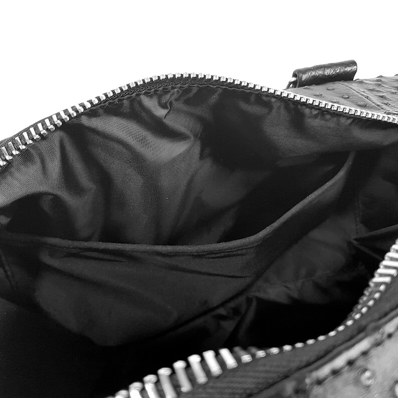 CHANEL Borsone da viaggio VERA pelle di struzzo per brevi viaggi lusso nero per donna