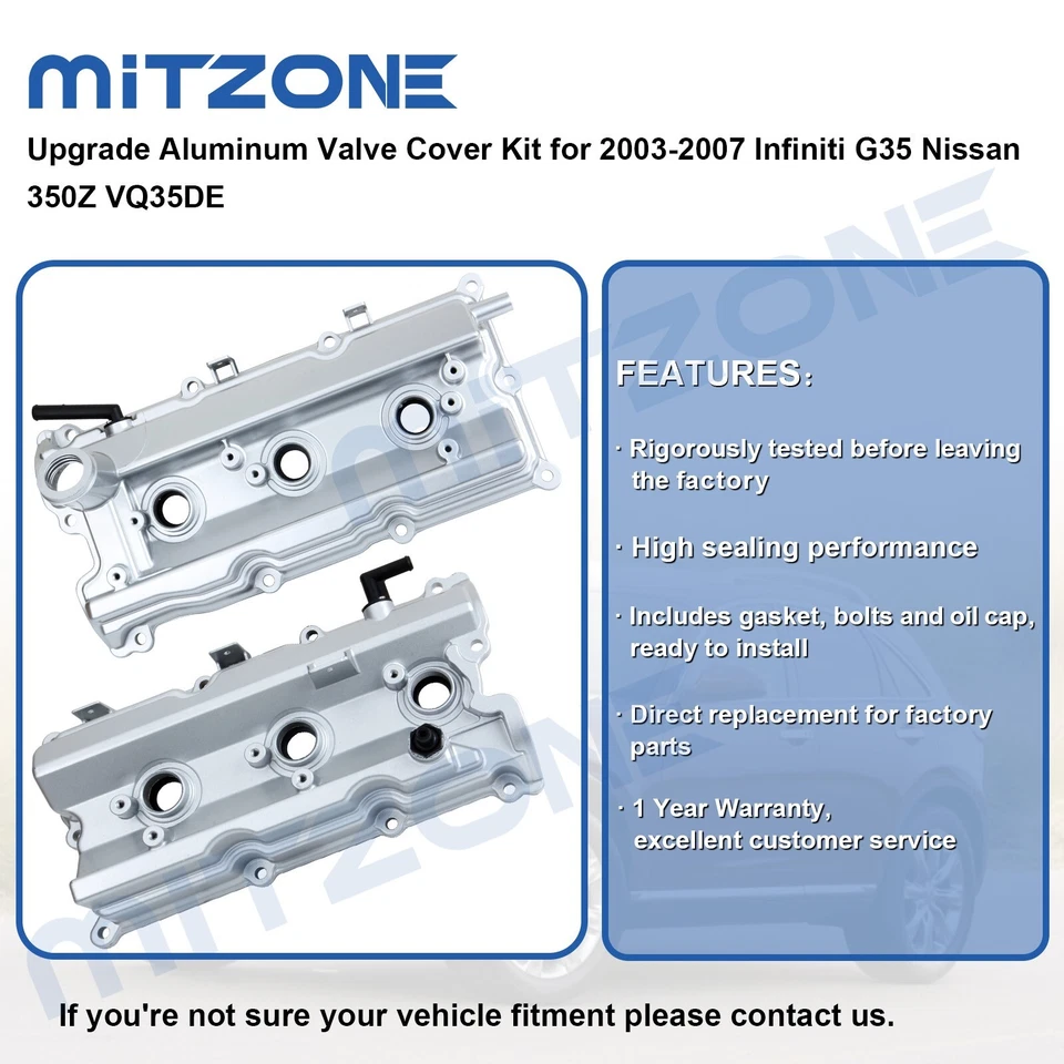 2x Kit de cubierta de válvula de aluminio de actualización para Infiniti G35 Nissan 350Z VQ35DE 2003-07 Foto 2 de 4