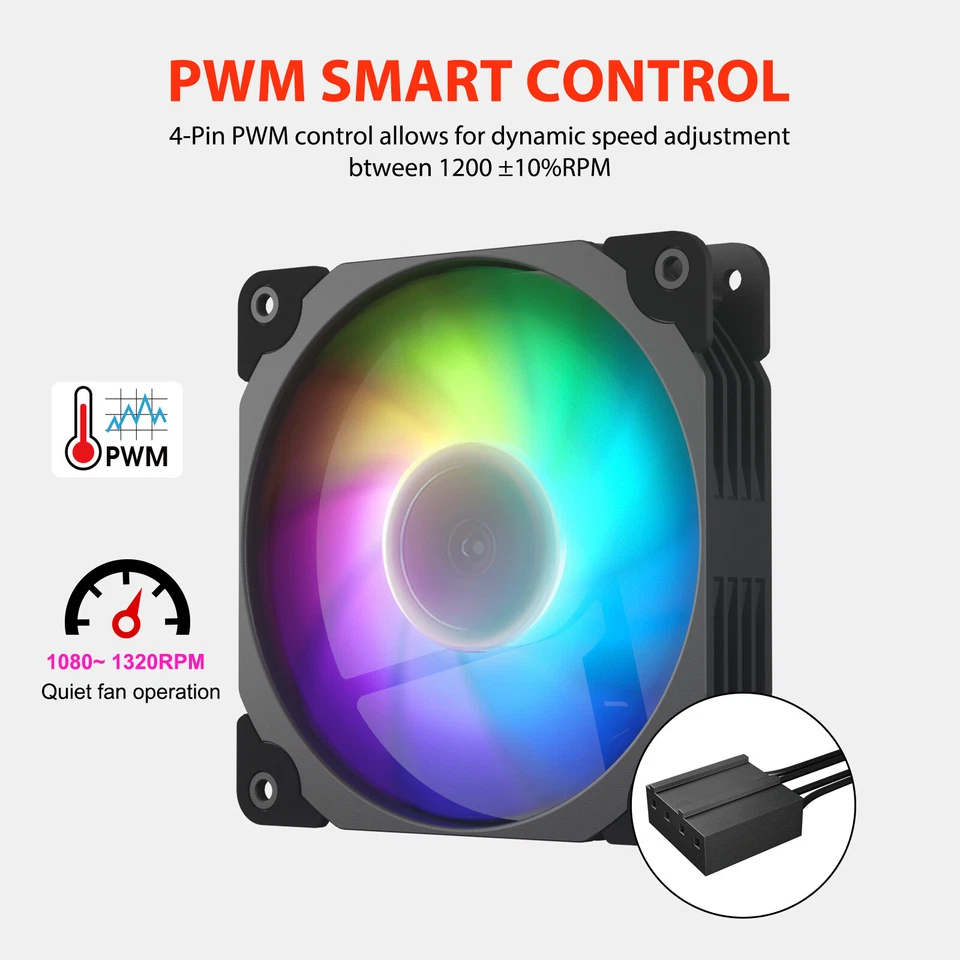 Vetroo SA-140 3-Pack 140mm ARGB & PWM LED PC Computer Case PC Cooling Fans - Image 3 of 4