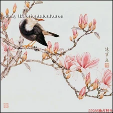 Chinese 100% real natural silk thread,su hand embroidery kits:bird magnolia flow