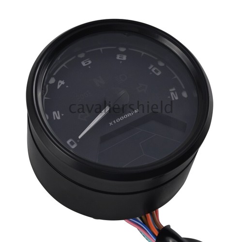 Black Universal LCD Digital Motorcycle Speedometer Tachometer Odometer Gauge - Picture 8 of 12