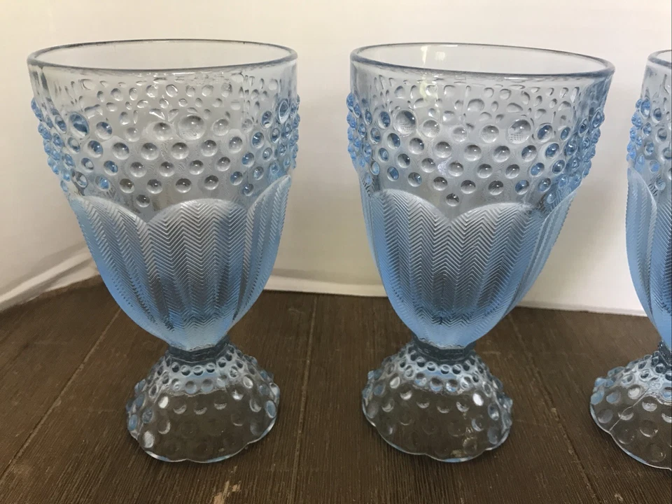 Gorham кристалл Эмили чердак синий лед чай стаканы Hobnail елочка 60-х - Изображение 3 из 4