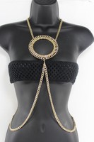 Women Gold Metal Body Chains Fashion Jewelry Harness Pool Necklace Ring Charm Women Gold Metal Body Chains Fashion Jewelry Harness Pool Necklace Ring Charm
