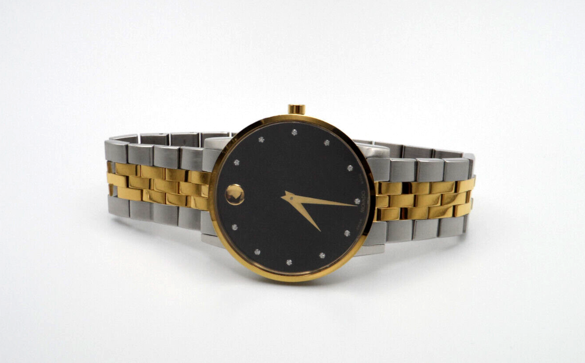 Movado 0607202 Museum Diamond Black Dial Two-Tone Classic Watch