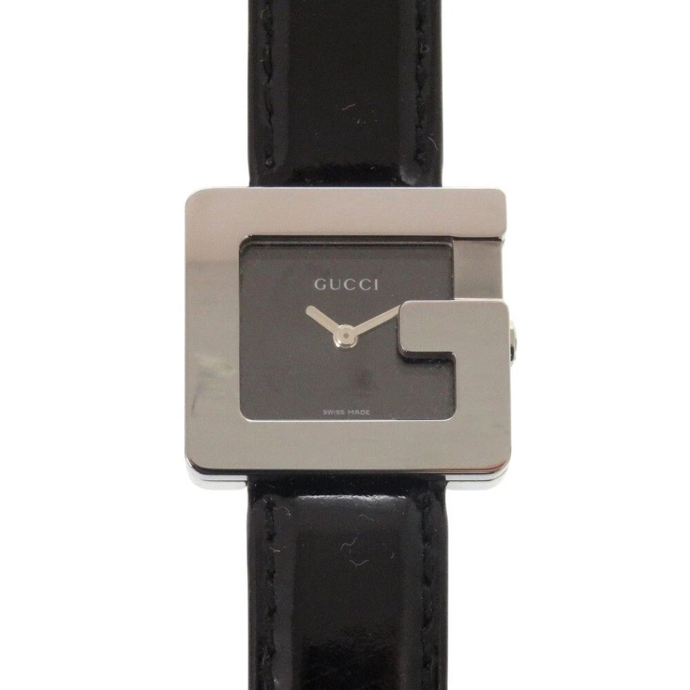 AUTHENTIQUE MONTRE BRACELET GUCCI 3600L noir/argent acier inoxydable/émail quartz