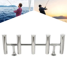 5 Tubes Rod Holder Fishing Console Boat Rocket Launcher Stainless Steel T Top US