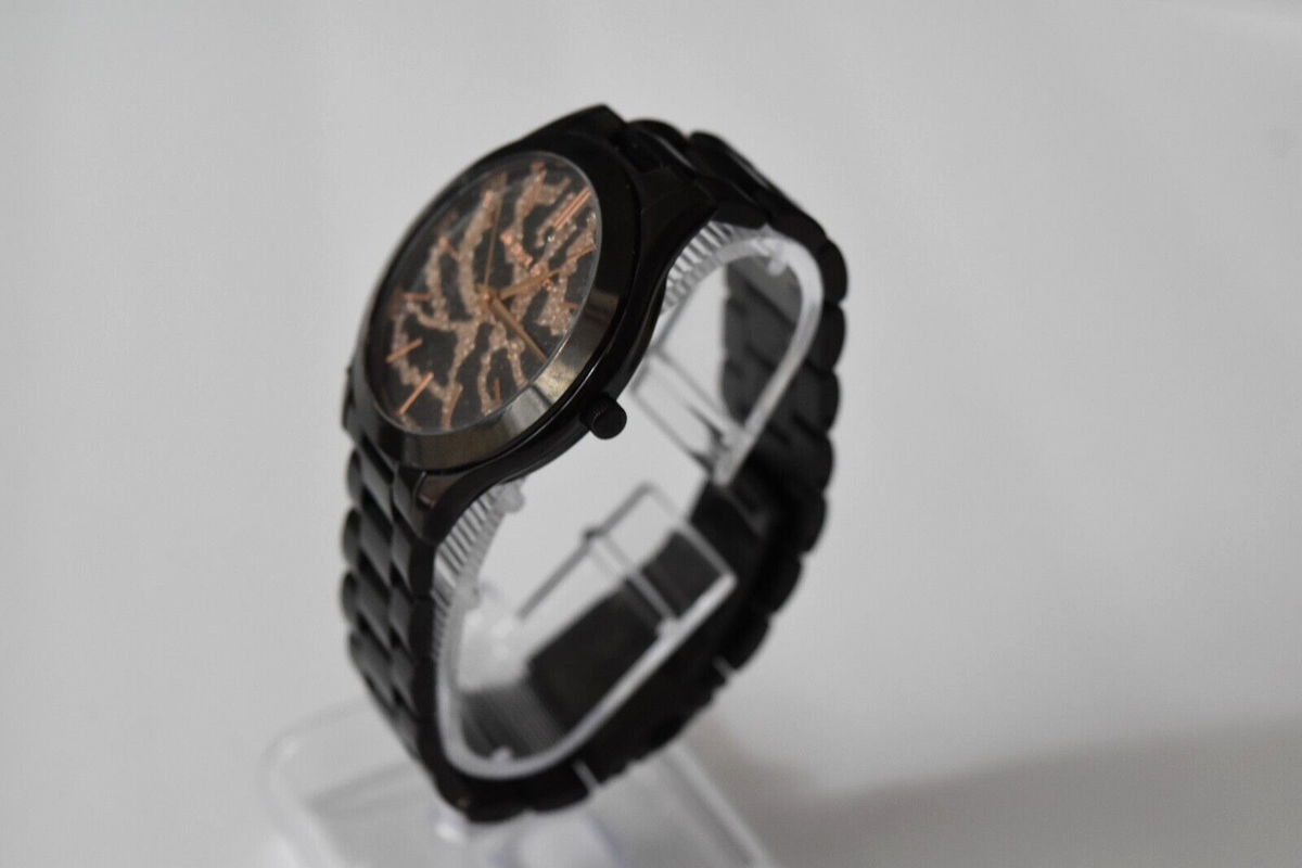Michael Kors MK3316 Slim Runway Black and Rose Gold Pave Zebra Dial Watch Order Michael Kors Women main image 2