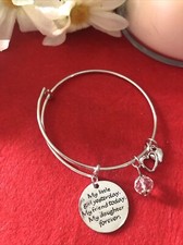   My Little Girl  Expandable Charm Bracelet Bangle Silver Plated 12-20-1