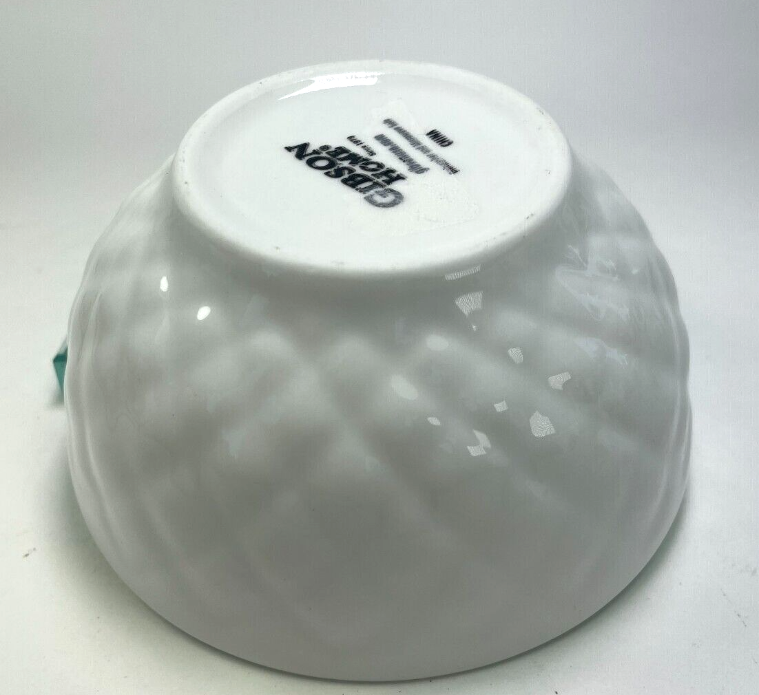 Gibson Home Cereal Bowls 10 oz Embossed Design White Set of 4 Soup