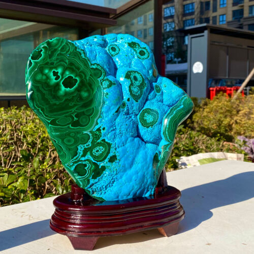 7.56LB Natural Chrysocolla/Malachite transparent cluster rough mineral sample - Picture 4 of 11