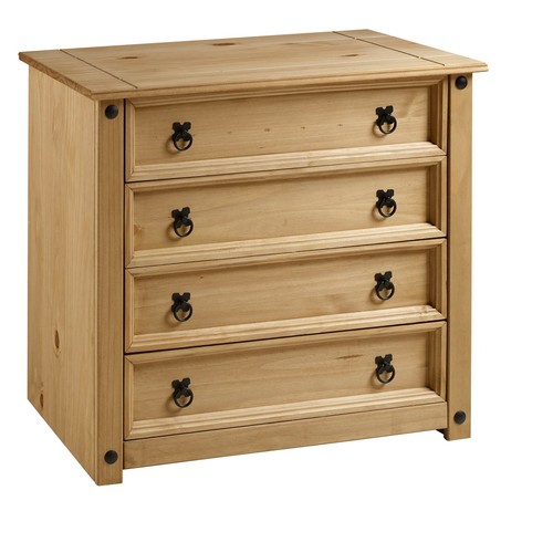 Corona Chest of Drawers Rustic 4 Drawer Mexican Small Solid Wood Pine Wooden - Picture 2 of 9