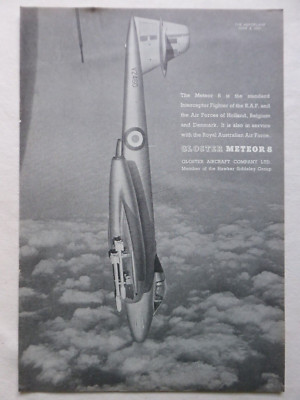 6/1951 PUB GLOSTER FLUGZEUG METEOR 8 RAF INTERCEPTOR FIGHTER ORIGINAL ANZEIGE