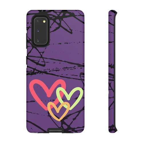 Hearts on Purple & Black Tough Handyhülle für iPhone, Samsung Galaxy, Goog Pixel - Bild 282 von 285